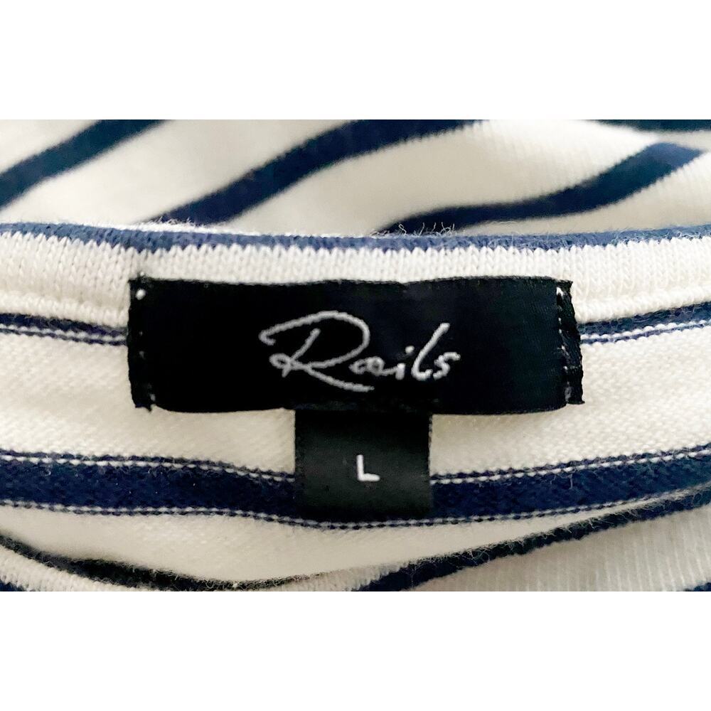 Rails Women's Taylin Chalk Navy Stripe Cotton Tank Midi Dress Belted Nautical L - Picture 9 of 13